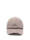 Brunello Cucinelli Bead-embellished Herringbone Wool-blend Tweed Cap In Brown