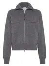 Brunello Cucinelli Women Cashermere Zipped Cardigan In Gray