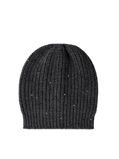 Brunello Cucinelli Cashmere-silk Sequinned Beanie In Black