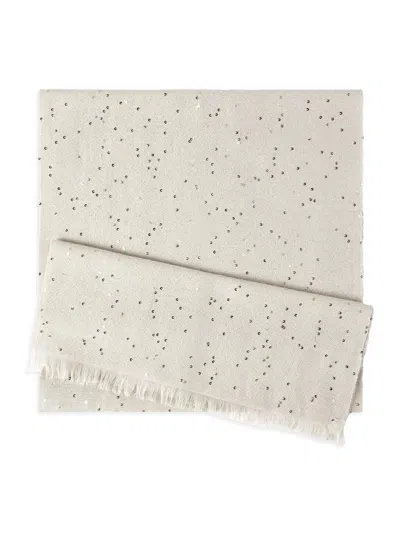 Brunello Cucinelli Women's Cashmere And Silk Diamond Yarn Scarf In White