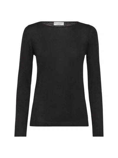 Brunello Cucinelli Women's Cashmere And Silk Lightweight Sweater In Grey