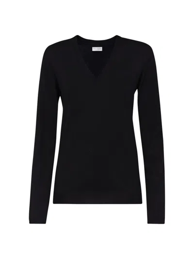 Brunello Cucinelli Women's Cashmere And Silk Lightweight Sweater In Black