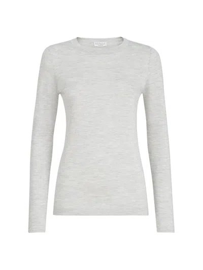 Brunello Cucinelli Women's Cashmere And Silk Lightweight Sweater In Gray