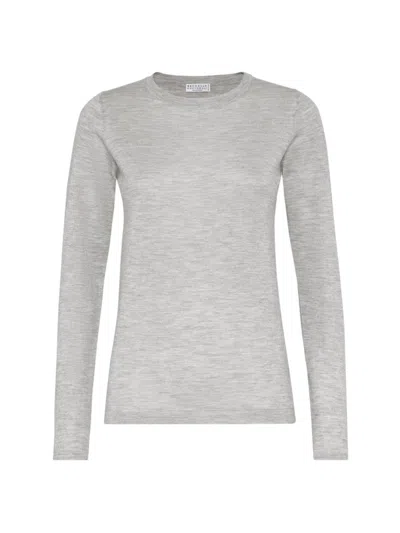 Brunello Cucinelli Cashmere And Silk Sweater In Light Grey