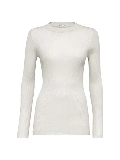 Brunello Cucinelli Women's Cashmere And Silk Lightweight Sweater In White