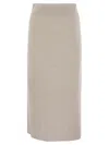 Brunello Cucinelli Luxurious Cashmere-silk Ribbed Midi Skirt In Multicolor