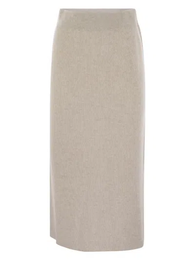 BRUNELLO CUCINELLI WOMEN'S CASHMERE AND SILK RIBBED SKIRT