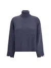 Brunello Cucinelli Women Cashmere And Silk Sweater In Blue