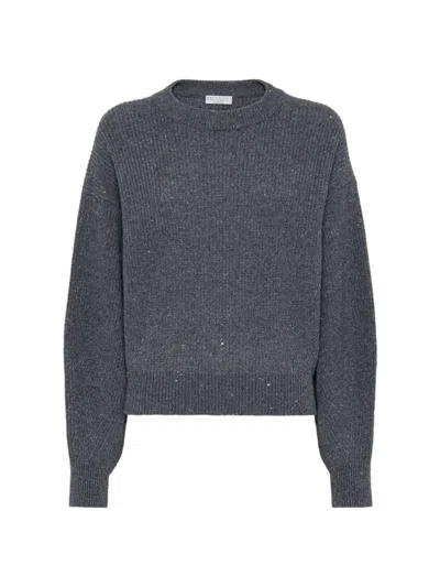 Brunello Cucinelli Sequin-embellished Jumper In Lead
