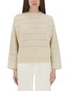 Brunello Cucinelli Ivory Diamond Cashmere And Wool Sweater In Nude