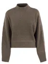 Brunello Cucinelli Women Cashmere And Wool Turtleneck Sweater In Brown