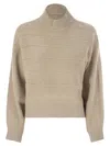 Brunello Cucinelli 'rustic Dazzling Net' Cropped Sweater In Brown