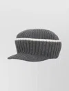 Brunello Cucinelli Ribbed Trim Cap In Gray
