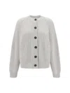 Brunello Cucinelli Cashmere Feather Yarn Cardigan In White