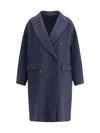 Brunello Cucinelli Women Cashmere Coat In Blue