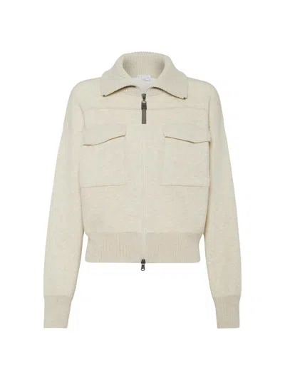 Brunello Cucinelli Women's Cashmere Double Knit Cardigan In Neutral