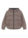 Brunello Cucinelli Long-sleeved Hooded Cotton Coat In Brown