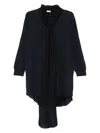 Brunello Cucinelli Ribbed Tie-neck Dress In Multi