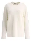 Brunello Cucinelli Cashmere English Rib Sweater With Monili Knitwear White In Neutral
