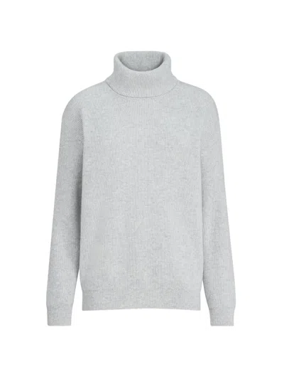 Brunello Cucinelli Women's Cashmere English Rib Turtleneck Sweater With Monili In Gray