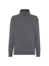 Brunello Cucinelli Cashmere Ribbed Rollneck Sweater In Lead