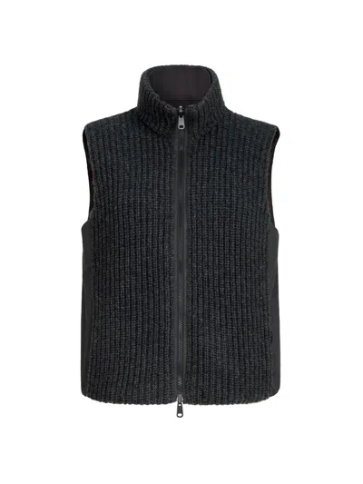 Brunello Cucinelli Women's Cashmere Feather Yarn Reversible Knit Down Vest With Monili In Brown