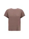 Brunello Cucinelli Women Cashmere Glitter T-shirt In Brown