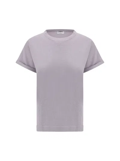 Brunello Cucinelli Women Cashmere Glitter T-shirt In Purple