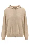 Brunello Cucinelli Relaxed-fit Cashmere Hoodie With Front Zip Closure In Neutral