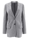 Brunello Cucinelli Cashmere Jersey Deconstructed Blazer With Monili In Grey
