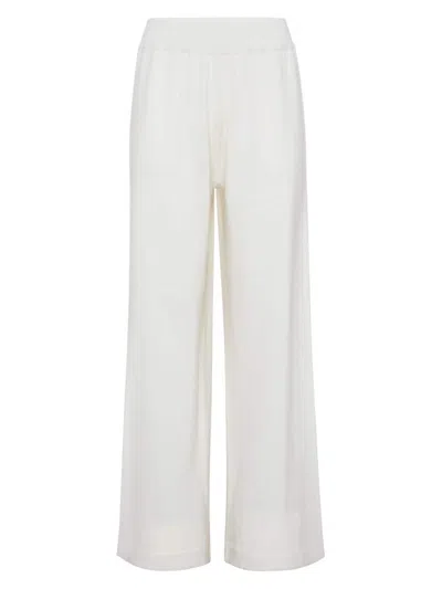 Brunello Cucinelli Women's Cashmere Knit Track Trousers In White