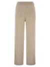Brunello Cucinelli Cashmere Knit Trousers In Cream