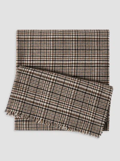 Brunello Cucinelli Cashmere Prince Of Wales Scarf In Brown