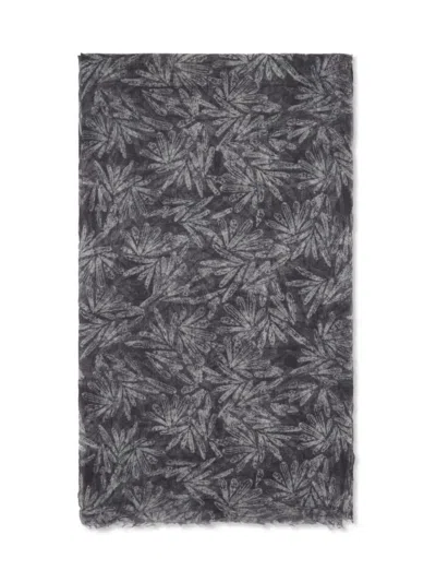 Brunello Cucinelli Women's Cashmere Scarf With Fern Print In Gray