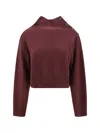 Brunello Cucinelli Cashmere Cropped High-neck Sweater In Burgundy