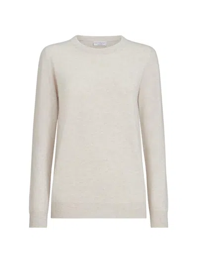 Brunello Cucinelli Women's Cashmere Sweater With Monili In Gray