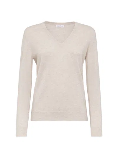Brunello Cucinelli Cashmere Sweater In Gris_oyster