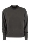 Brunello Cucinelli Cutout Bead-embellished Cashmere And Silk-blend Sweater In Anthracite