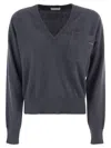 Brunello Cucinelli Women's Cashmere Sweater With Pocket In Blue