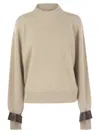 Brunello Cucinelli Women Monile Cuffs Sweater In Gray