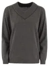 Brunello Cucinelli Women's Cashmere Sweater With Shiny Neckline In Purple