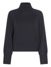Brunello Cucinelli Ribbed Turtleneck Knitwear Long Sleeves In Black