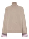 Brunello Cucinelli Light Brown Cashmere Turtle-neck Sweater In Neutral