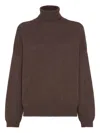 Brunello Cucinelli Monili Cashmere Turtleneck Sweater In Brown