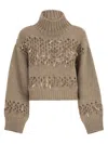 Brunello Cucinelli Drop Sequin Sweater Sweaters And Cardigans Beige In Brown
