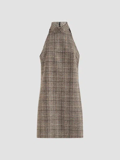 Brunello Cucinelli Women's Checked Alpaca And Wool Dress In Brown