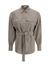 Brunello Cucinelli Check-pattern Shirt With Belt And Shiny Collar Detail Women In Brown