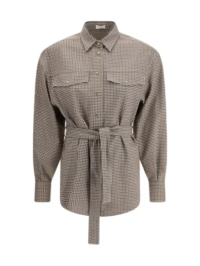 BRUNELLO CUCINELLI BRUNELLO CUCINELLI WOMEN CHECKED VIRGIN WOOL SHIRT