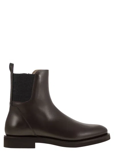 Brunello Cucinelli Women Chelsea Boot In Matt Calfskin With Shiny Detail In Multi