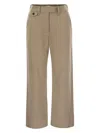 Brunello Cucinelli Chino Crop Trousers In Cotton And Linen Cover-up With Moniline In Nude & Neutrals